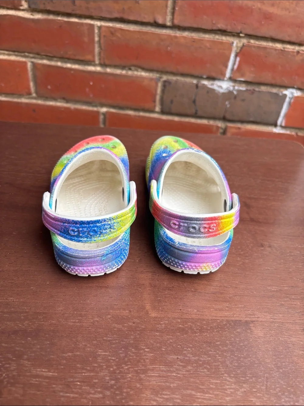 CROCS Kids Tie-Dye Slip-On Clogs in Rainbow Colors